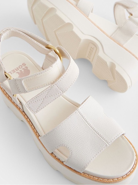Sorel Shoes - [Sorel] Joanie IV “Chalk Chalk” Leather Platform  Wedge Velcro Strap Sandal